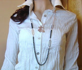 UK-Womens Ladies beaded long chain winter sweater jewellery necklace pendant
