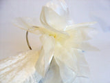 UK- Woman Silky Floral Fascinator Headband Wedding Races Party Bridal Flower Headpiece