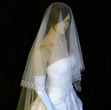 UK 1Tier bridal cathedral wedding veil - handsewn Pearl beads 3 meters