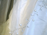 UK 1Tier bridal cathedral wedding veil - handsewn Pearl beads 3 meters