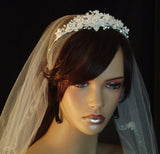 Silk clay flower crystal #Bridal Tiara Wedding Prom Crown headband LP19 Cream