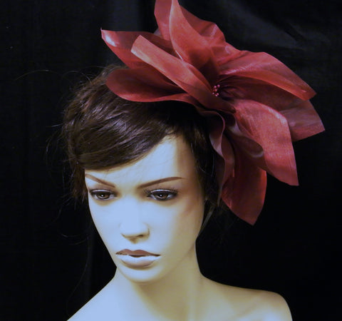 UK- Woman Silky Floral Fascinator Headband Wedding Races Party Bridal Flower Headpiece
