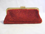 UK Womens Vintage copper frame Beaded evening bag party Clutch Purse Prom 6099