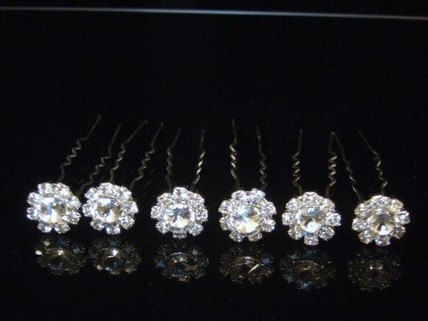 UK- Diamante Crystal Bridal Tiara Wedding Prom HAIR PIN  - Silver SL1473