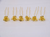UK- 6 Diamante Crystal Bridal Tiara Wedding Prom Hair Pin Twister curlies - Gold SL2076