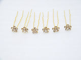 UK- 6 Diamante Crystal Bridal Tiara Wedding Prom Hair Pin Twister - Gold Sr2055b