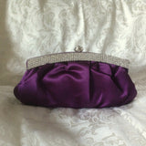 UK-sparkling crystal bridal satin evening handbag clutch purse #656