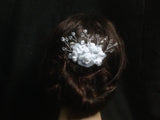UK- Freshwater pearl crystal Bridal Wedding headpiece silk flower Comb