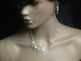 UK-Womens White Crystal Bridal Wedding Prom Jewellery necklace sets -SR3188