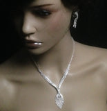 UK-Womens White Crystal Bridal Wedding Prom Jewellery necklace sets -7670