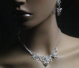 UK- Womens White Crystal Bridal Wedding Prom Jewellery Necklace Set PR0248