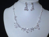 UK-Women White Crystal Bridal Wedding Prom Jewellery necklace set SR2862