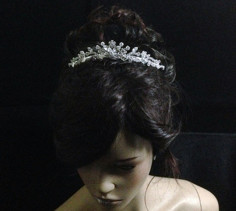 UK seller - White Crystal Bridal Wedding Prom Crown COMB TIARA - SJ2442
