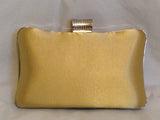 UK-Crystal hard case box satin bridal evening party clutch bag #20101A Gold