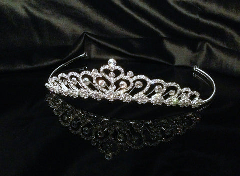 UK-White Crystal Bridal #Tiara Wedding Prom Crown Gift #Silver sj2076 Silver