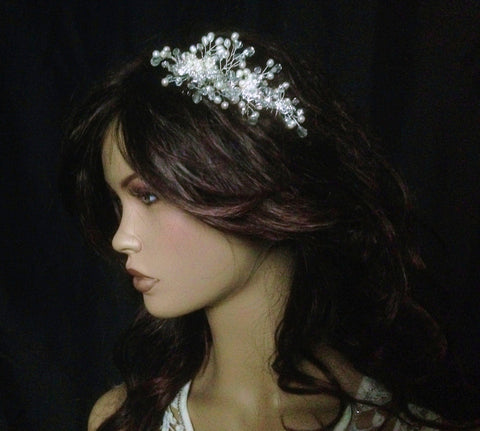 UK-Fresh water pearl crystal Bridal Wedding Prom headpiece flower Comb - SL2214
