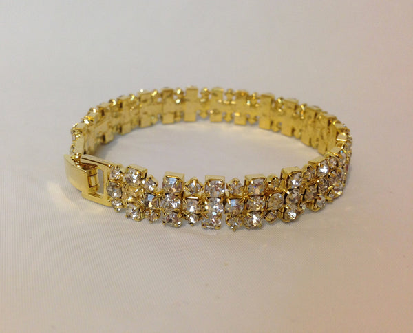 UK - GOLD White Crystal Bangle Bracelet Bridal Wedding Fashion Occasion SE1237