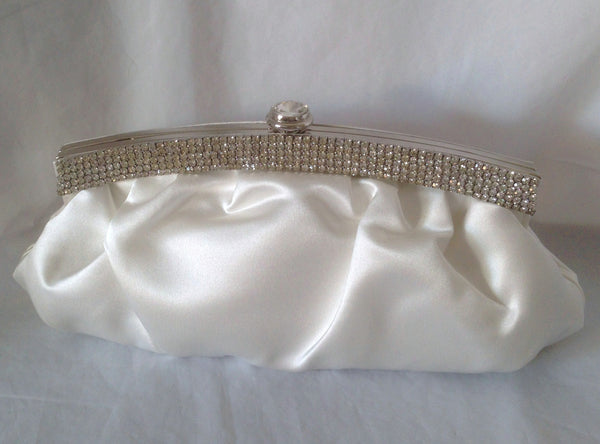 UK-sparkling crystal bridal satin evening handbag clutch purse #656