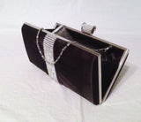 UK-Crystal hard case box shape satin bridal evening party clutch bag #20516 Black