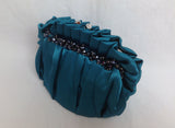 UK-Pleated Satin evening handbag clutch/Purse bridal flower girl bridesmaid #969 Blue
