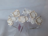 UK-Quality Satin Floral Crystal Bridal Tiara Headband Prom Crown Flowers #LP0096