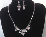 UK- Womens White Crystal Bridal Wedding Prom Jewellery Necklace Set PR0248
