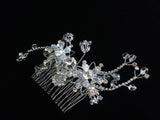 UK-White Crystal Bridal  Wedding Prom Crown headpiece Gift flower Comb SL1493