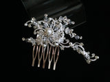 UK-Crystal pearl Bridal Tiara Wedding Prom Crown headpiece Gift flower #Comb 957