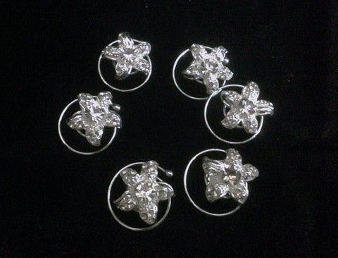 UK-6 Diamante Crystal Silver Bridal Tiara Wedding Prom HAIR PIN Twister - SL1674