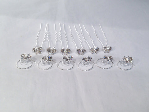 UK 6 Diamante Clear White Crystal Bridal Wedding Butterfly Hair Pin Silver 2088