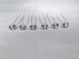UK 6 Diamante Clear White Crystal Bridal Wedding Butterfly Hair Pin Silver 2088