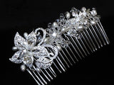 UK-Fresh water pearl crystal Bridal Wedding Prom headpiece flower Comb - SL2245