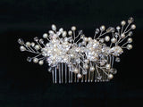 UK-Fresh water pearl crystal Bridal Wedding Prom headpiece flower Comb - SL2214